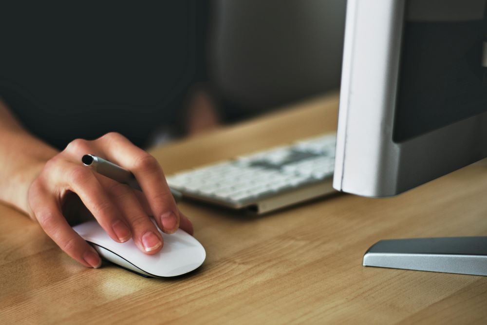 A woman working on her computer